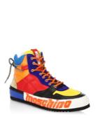 Moschino Multi-colored Leather High-top Sneakers