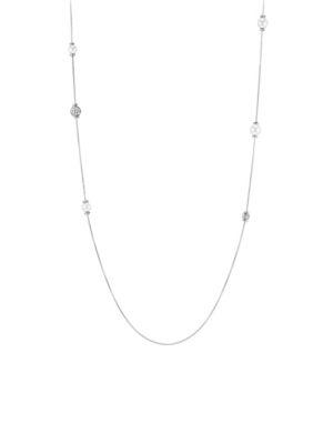 David Yurman Solari 18k White Gold, Diamond & Freshwater Pearl Long Station Necklace