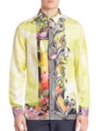 Versace Collection Camicia Trend Floral Printed Silk Shirt