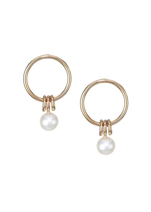 Zoe Chicco 14k Yellow Gold & 4mm Pearl Circle Drop Earrings