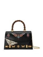 Gucci Ottilia Bamboo Handle Leather & Snakeskin Handbag