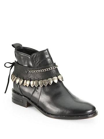 Freda Salvador Star Leather Studded-fringe Welt Ankle Boots