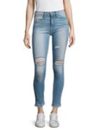 Frame Le High Distressed Raw-edge Skinny Jeans