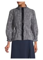 Donna Karan New York Three-quarter Sleeve Textured Peplum Jacket