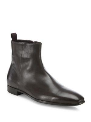 Giorgio Armani Side Zip Leather Ankle Boots