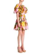 Dolce & Gabbana Cotton Poplin Pineapple-print Ruffle Dress