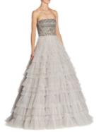 J. Mendel Strapless Tiered Gown