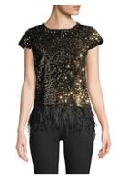 Milly Feather Hem Sequined Tee