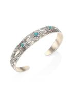 Chan Luu Engraved Silver & Turquoise Cuff Bracelet