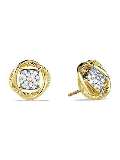 David Yurman Infinity Earrings With Diamonds In Gold