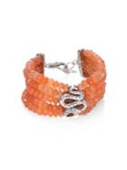 John Hardy Legends Cobra Batu Peach Moonstone, Citrine & Sterling Silver Multi-strand Beaded Bracelet