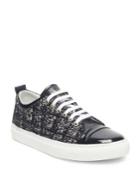 Lanvin Velvet And Patent Leather Low Top Sneakers