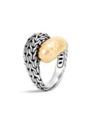 John Hardy Classic Chain Hammered 18k Gold & Silver Medium Bypass Ring
