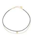 Jules Smith Dual-strand Leather & Crystal Choker