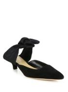 The Row Coco Suede & Grosgrain Ankle-tie Mules