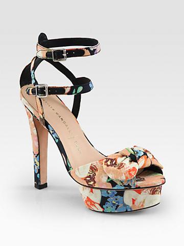 Loeffler Randall Dahlia Floral-print Silk Platform Sandals