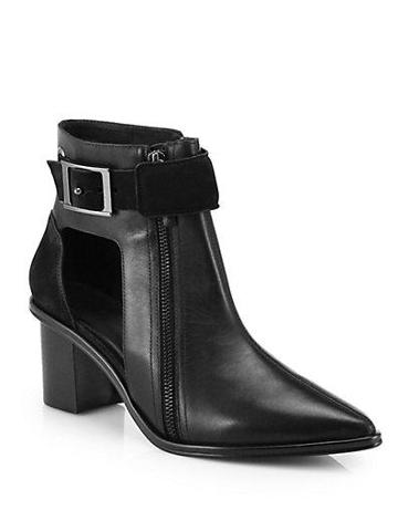 Tibi Leather Cutout Point-toe Ankle Boots