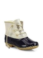 Jack Rogers Chloe Classic Whipstitch Metallic Leather & Rubber Boots