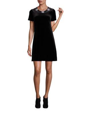 Michael Michael Kors Velvet Mod Embellished Shift Dress