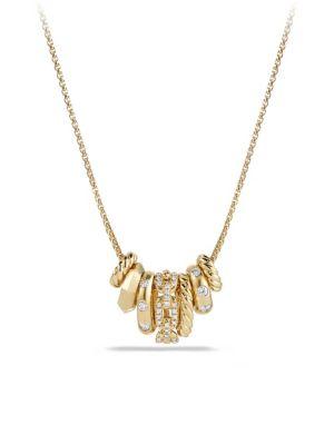 David Yurman Stax Short Pendant Necklace With Diamonds In 18k Yellow Gold