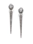 Meira T Rutilated Quartz, Diamond & 14k White Gold Spike Drop Earrings