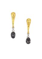 Gurhan Delicate Black Diamond & 24k And 18k Yellow Gold Briolette Earrings