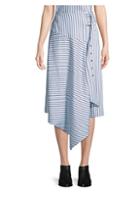 Tibi Striped Asymmetrical Midi Skirt