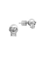 Majorica 8mm White Round Pearl Skull Stud Earrings