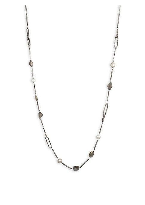 Alexis Bittar Brutalist Butterfly Beaded Stone Station Necklace