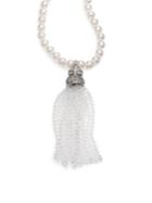 Oscar De La Renta Bridal Faux Pearl & Crystal Tassel Pendant Necklace