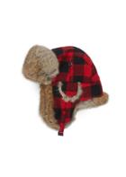 Crown Cap Rabbit Fur Buffalo Check Trapper Hat