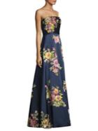 Basix Black Label Strapless Floral-painted Gown