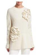 Akris Punto Flower Rib-knit Pullover