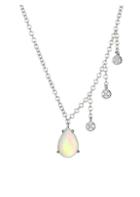 Meira T 14k White Gold, White Opal & Diamond Necklace
