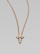 Roberto Coin Tiny Treasures Diamond & 18k Rose Gold Mini Cross Pendant Necklace