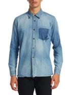 Saint Laurent Denim With Ghost Patch Cotton Button-down Shirt