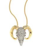 Alexis Bittar Elements Crystal-encrusted Horned Ram Pendant Necklace