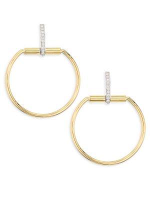 Roberto Coin Classic Parisienne Medium Circle Diamond, 18k White Gold And 18k Yellow Gold Earrings