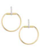 Roberto Coin Classic Parisienne Medium Circle Diamond, 18k White Gold And 18k Yellow Gold Earrings