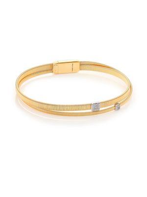 Marco Bicego Masai Diamond, 18k Yellow Gold & 18k White Gold Two-row Bracelet