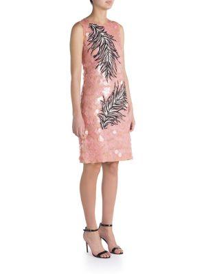 Emilio Pucci Pailette Lace Feather Embroidered Dress