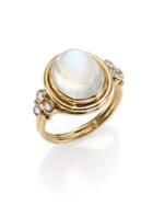 Temple St. Clair Royal Blue Moonstone, Diamond & 18k Yellow Gold Oval Ring