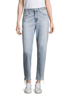 Ag Phoebe Cropped Distressed Straight-leg Jeans