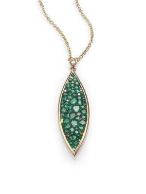 Pleve Verde Tsavorite, Diamond & 18k Yellow Gold Marquis Pendant Necklace