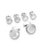 Tateossian Quartz Doublet Round White Mother-of-pearl Cufflinks And Shirt Studs Set