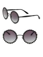 Dolce & Gabbana Flower-trimmed 56mm Round Sunglasses