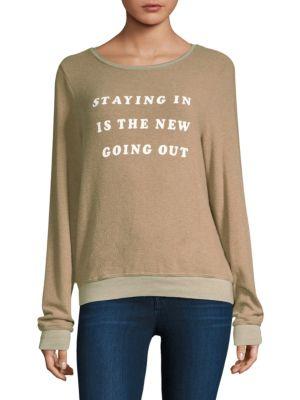 Wildfox Staying In Graphic Pullover