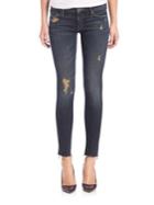 Mother Looker Frayed Ankle Skinny Jeans