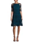Kay Unger Geometric Lace Dress