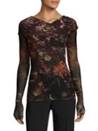 Fuzzi Cross Front Floral Long-sleeve Top